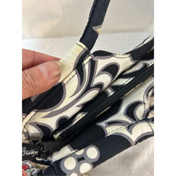 Vera Bradley 14x9" black white satchel quilted night/day purse 3" handle - Picture 7 of 7